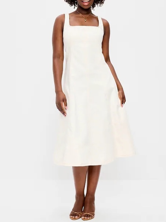 Old Navy Dresses & Skirts - Old Navy Cream Square-Neck Sleeveless Midi Dress